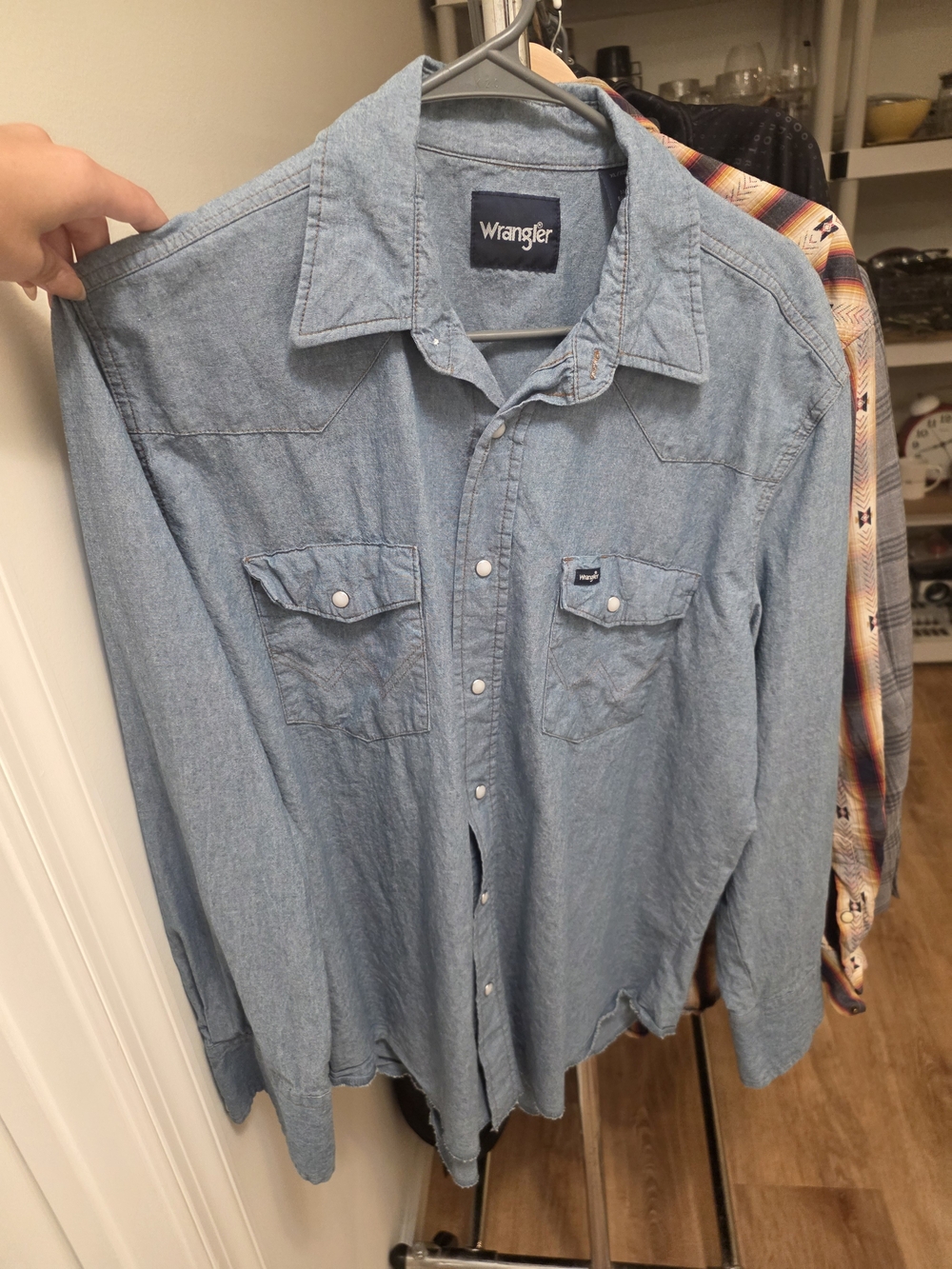 Wrangler Light Blue Denim Long-Sleeve Western Shirt